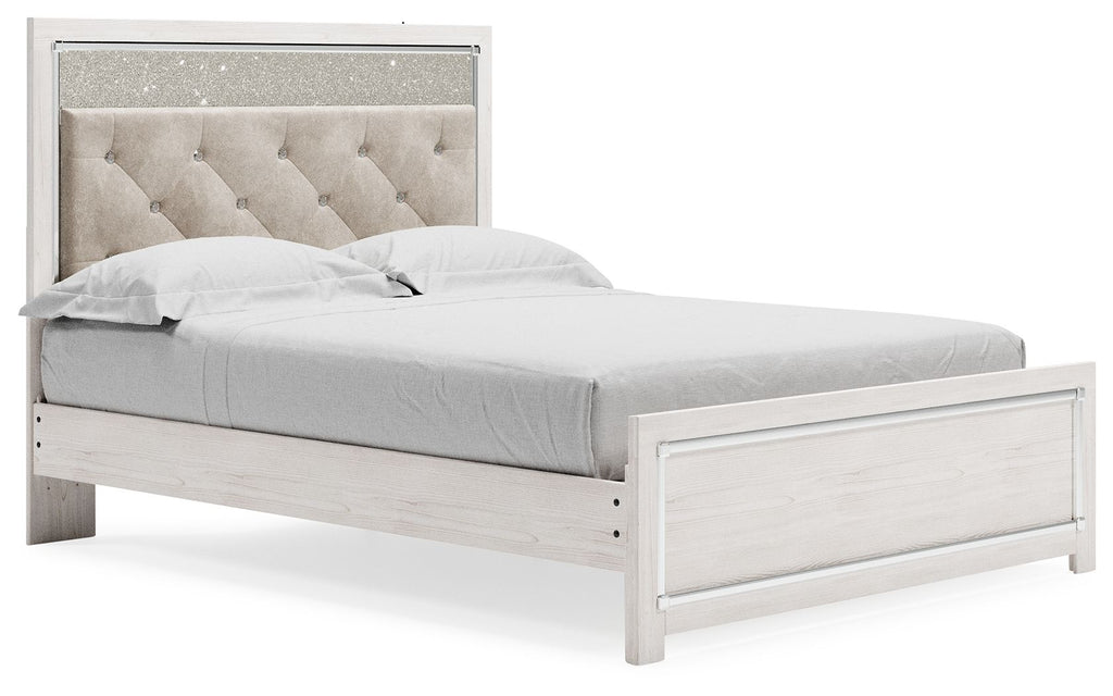 Cama queen de paneles con listones enrollables