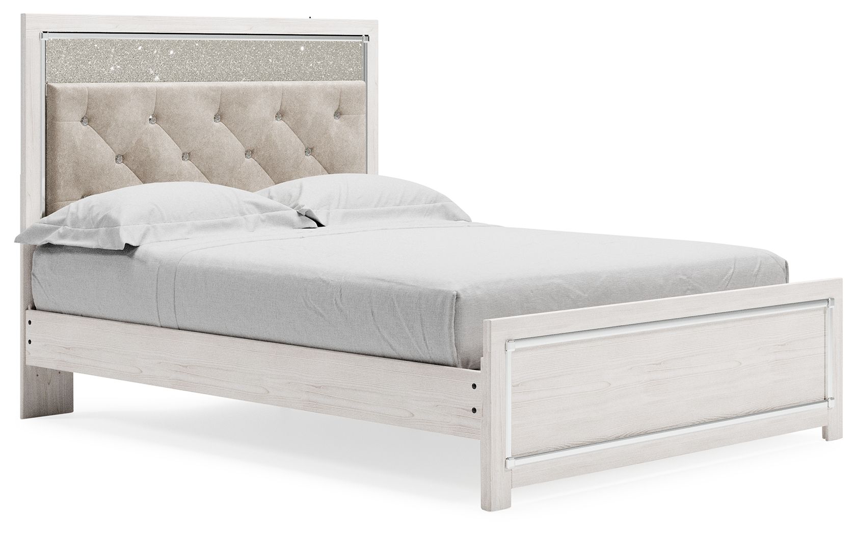 Cama queen de paneles con listones enrollables