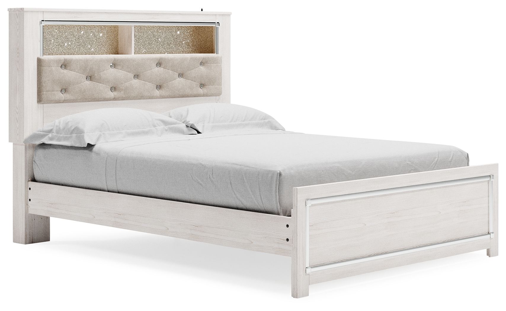 Queen Panel Bookcase Bed With Roll Slats