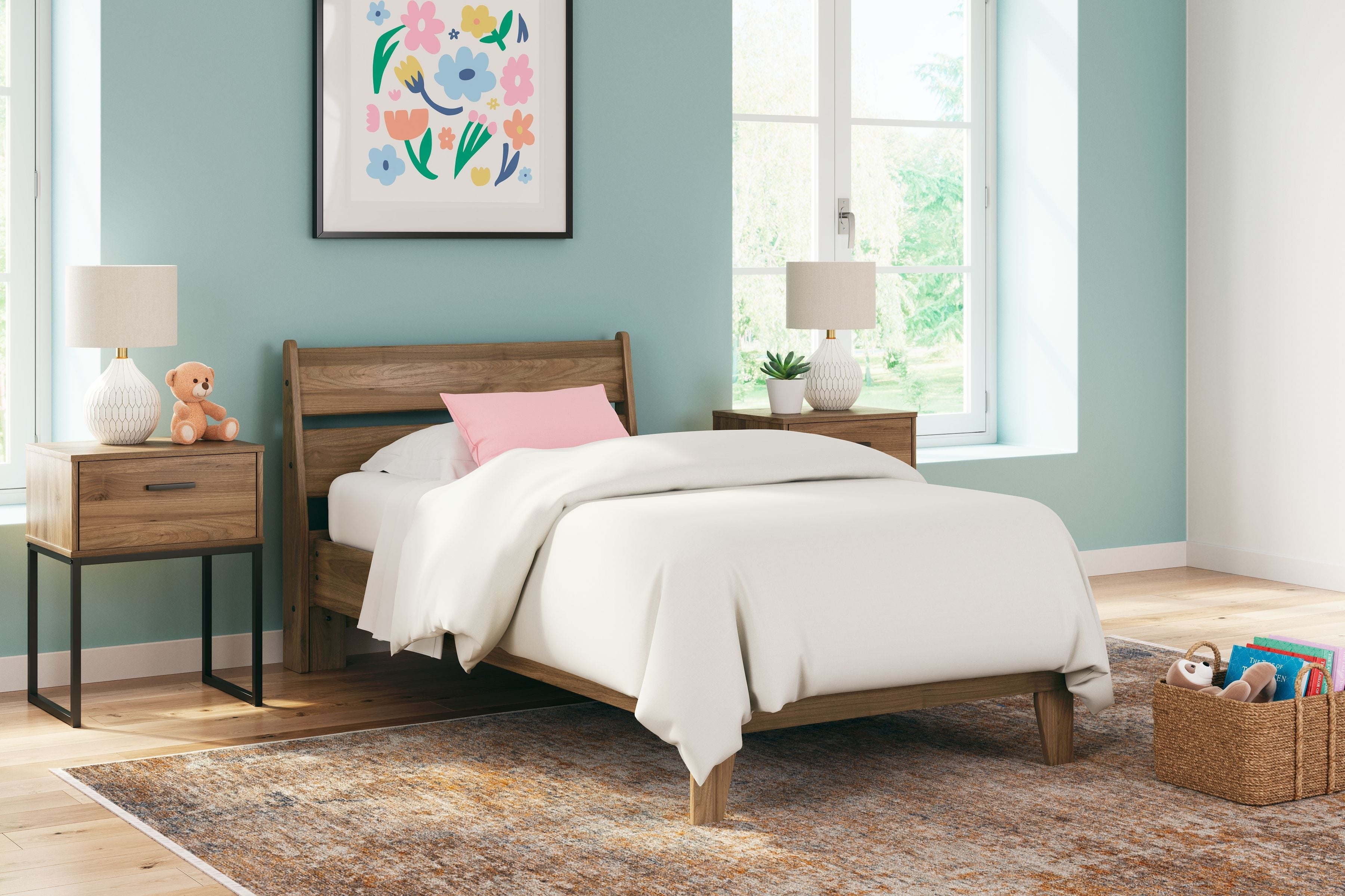 Cama de plataforma con paneles