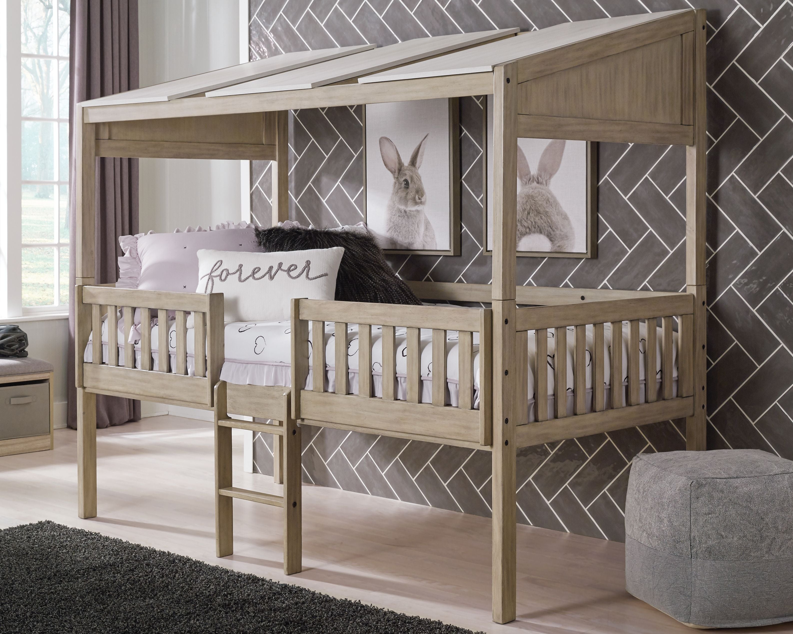 Lit mezzanine Twin avec panneaux de toit