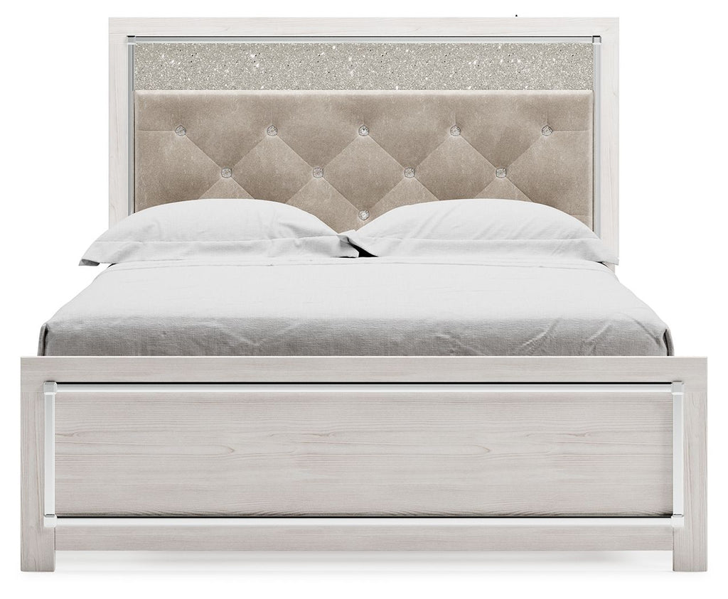 Cama queen de paneles con listones enrollables