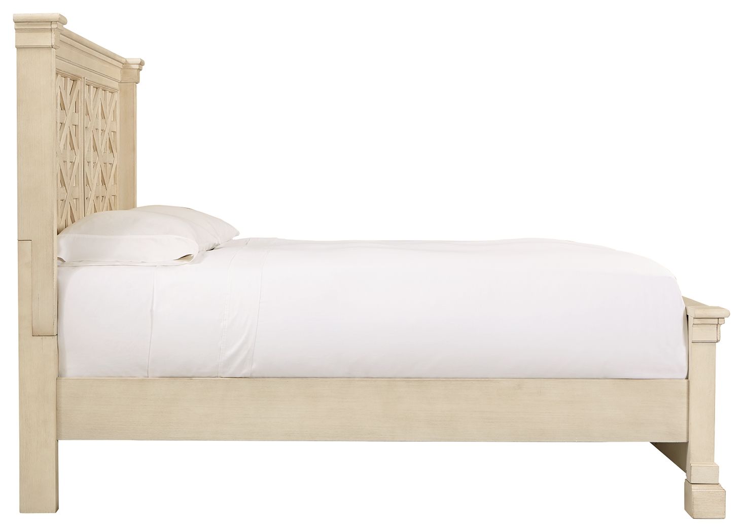 Cama con panel de celosía
