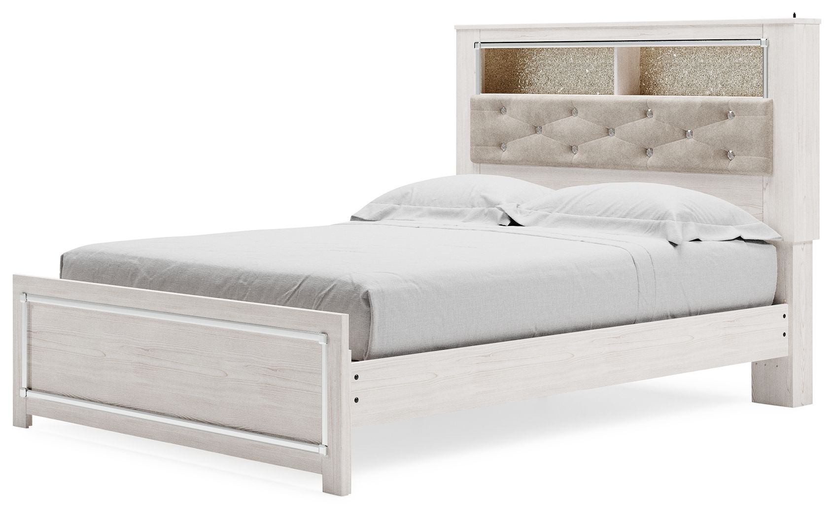 Queen Panel Bookcase Bed With Roll Slats